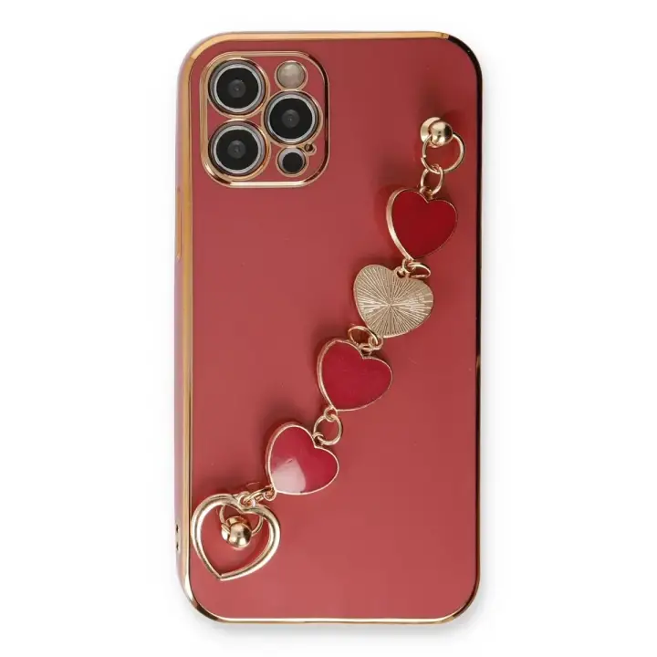 Newface Apple iPhone 12 Pro Max Kılıf Esila Silikon - Kırmızı