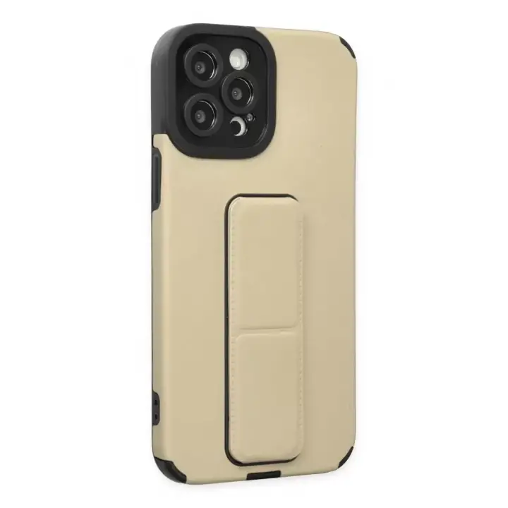 Newface Apple iPhone 12 Pro Max Kılıf Mega Standlı Silikon - Gold