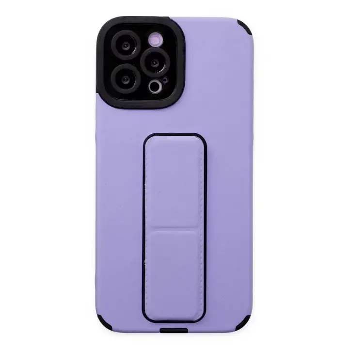 Newface Apple iPhone 12 Pro Max Kılıf Mega Standlı Silikon - Lila