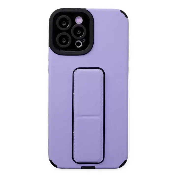 Newface Apple iPhone 12 Pro Max Kılıf Mega Standlı Silikon - Lila