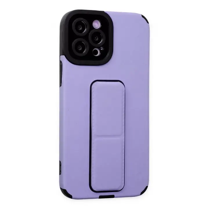 Newface Apple iPhone 12 Pro Max Kılıf Mega Standlı Silikon - Lila