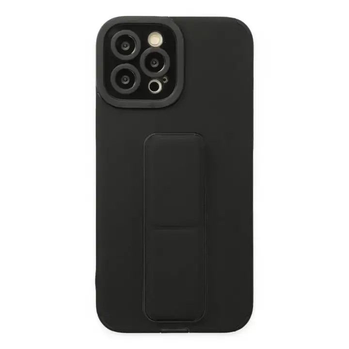 Newface Apple iPhone 12 Pro Max Kılıf Mega Standlı Silikon - Siyah