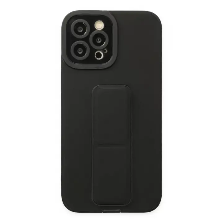 Newface Apple iPhone 12 Pro Max Kılıf Mega Standlı Silikon - Siyah