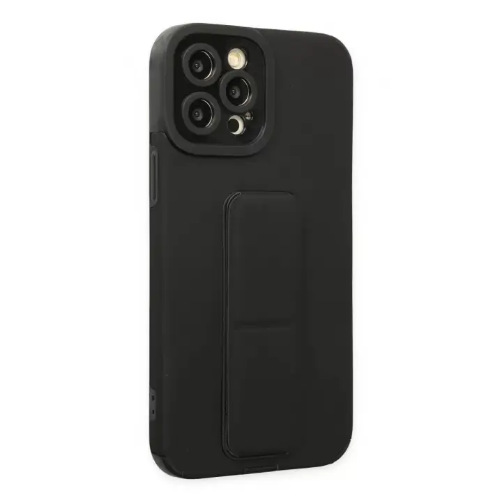 Newface Apple iPhone 12 Pro Max Kılıf Mega Standlı Silikon - Siyah