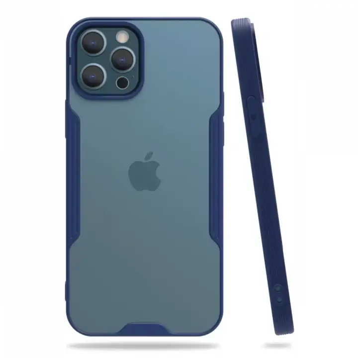 Newface Apple iPhone 12 Pro Max Kılıf Platin Silikon - Lacivert