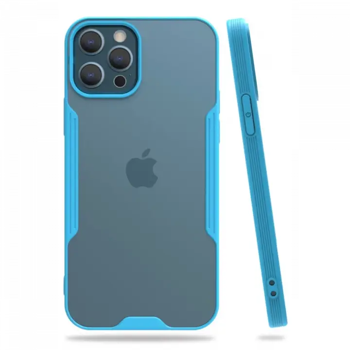 Newface iPhone 12 Pro Max Kılıf Platin Silikon - Mavi