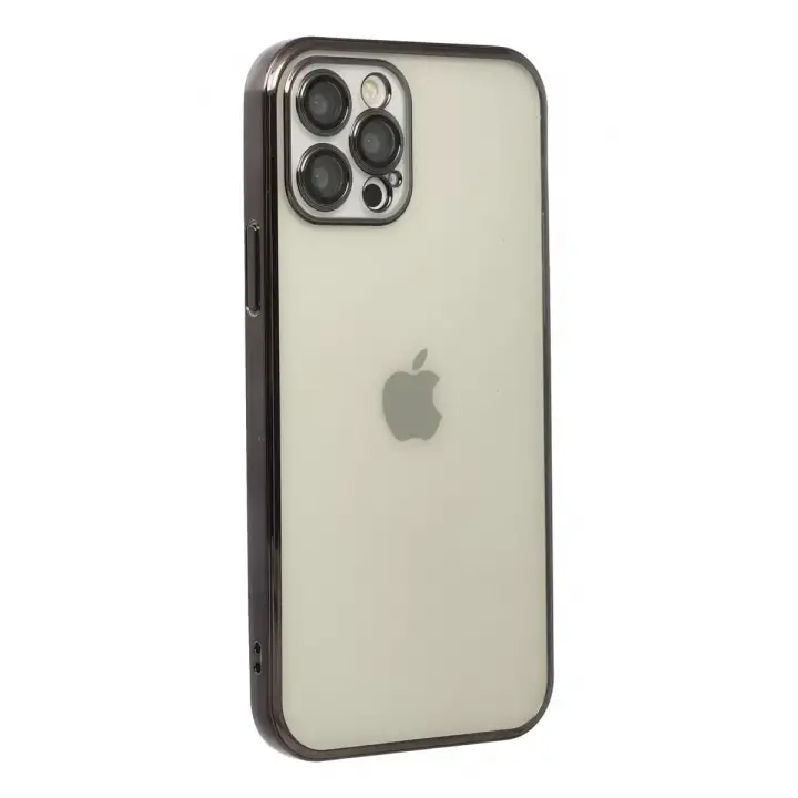 Newface iPhone 12 Pro Max Kılıf Razer Lensli Silikon - Siyah