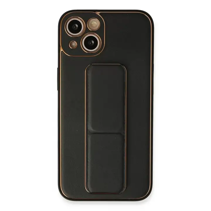 Newface iPhone 13 Kılıf Coco Deri Standlı Kapak - Siyah
