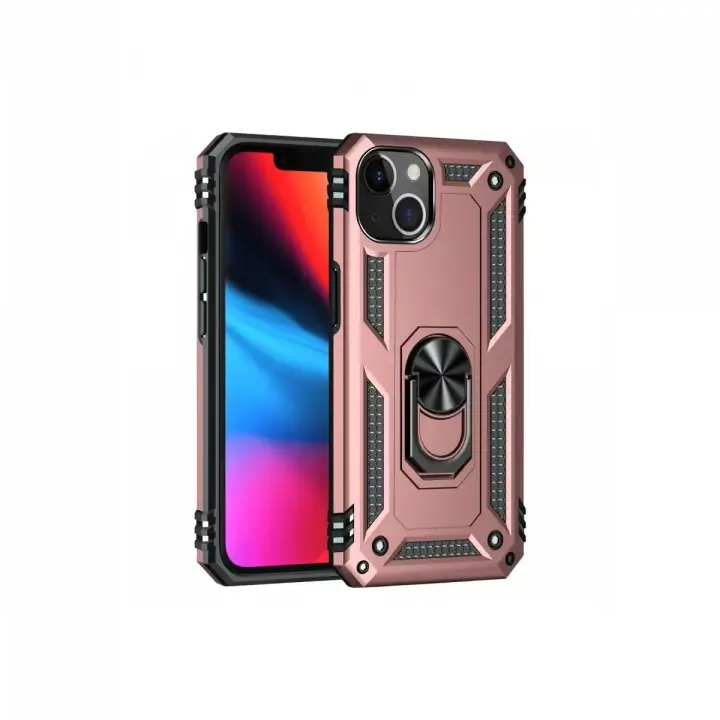 Newface Apple iPhone 13 Kılıf Sofya Yüzüklü Silikon Kapak - Rose