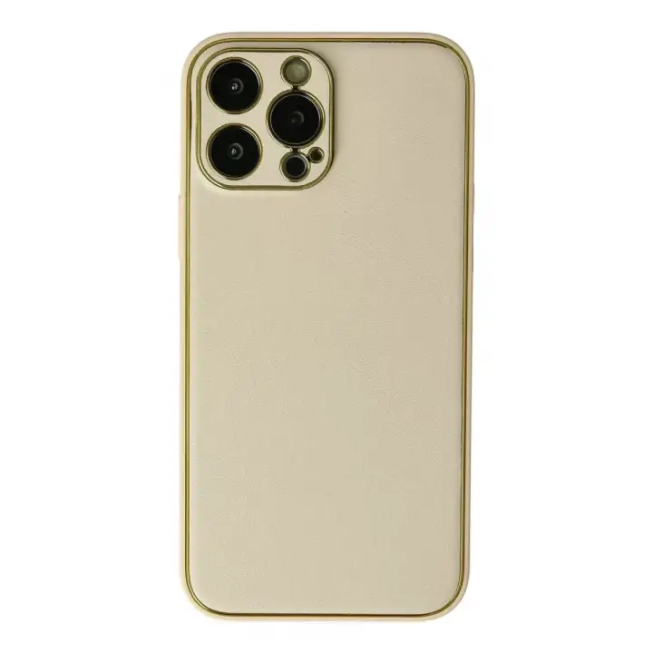 Newface Apple iPhone 13 Pro Kılıf Coco Deri Silikon Kapak - Gold
