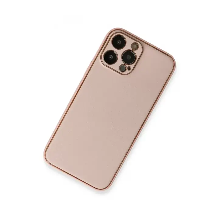 Newface Apple iPhone 13 Pro Kılıf Coco Deri Silikon Kapak - Pembe