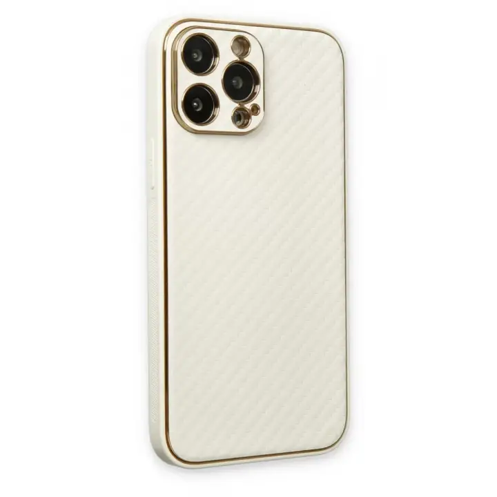 Newface Apple iPhone 13 Pro Kılıf Coco Karbon Silikon - Beyaz