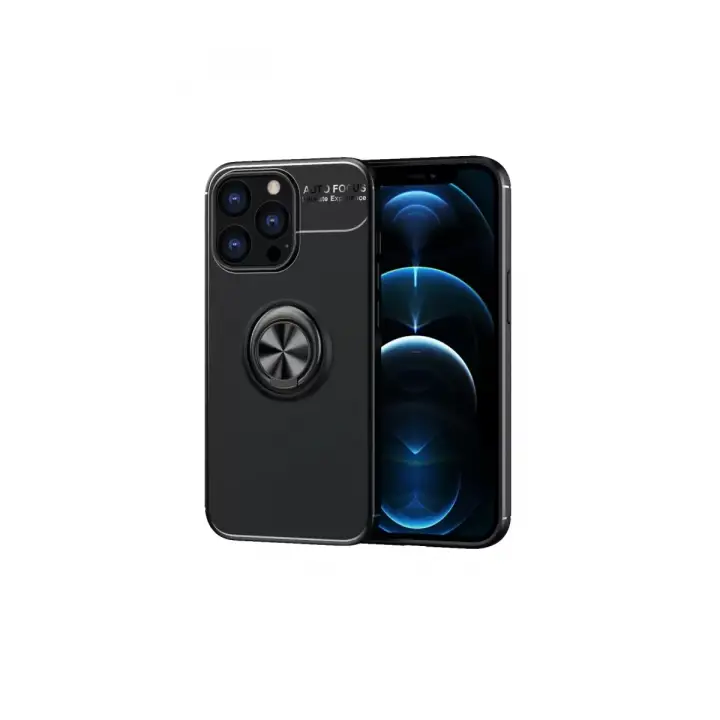 Newface Apple iPhone 13 Pro Kılıf Range Yüzüklü Silikon - Siyah