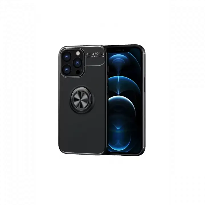Newface Apple iPhone 13 Pro Kılıf Range Yüzüklü Silikon - Siyah