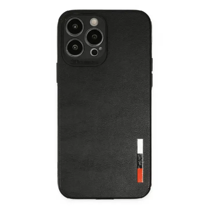 Newface Apple iPhone 13 Pro Max Kılıf Loop Deri Silikon - Siyah