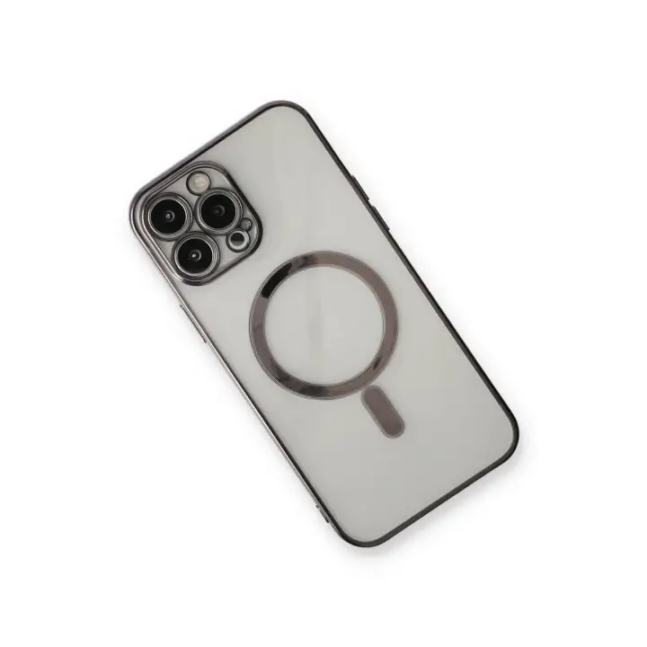 Newface iPhone 13 Pro Max Kılıf Magneticsafe Lazer Silikon - Siyah