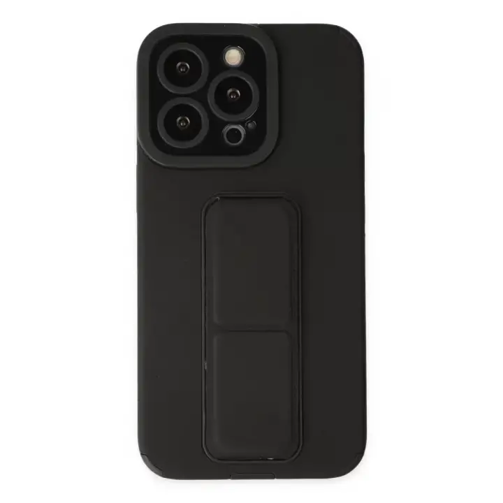 Newface Apple iPhone 13 Pro Max Kılıf Mega Standlı Silikon - Siyah