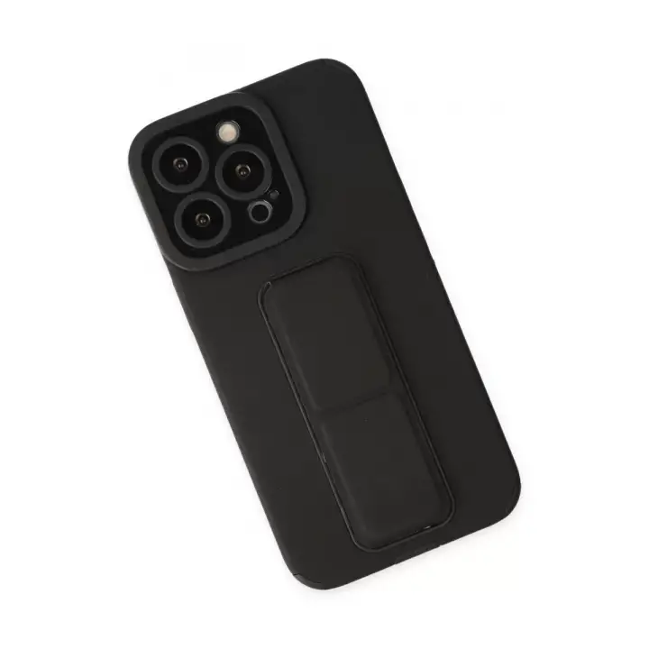 Newface Apple iPhone 13 Pro Max Kılıf Mega Standlı Silikon - Siyah