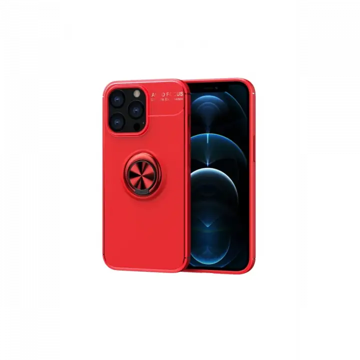 Newface iPhone 13 Pro Max Kılıf Range Yüzüklü Silikon - Kırmızı