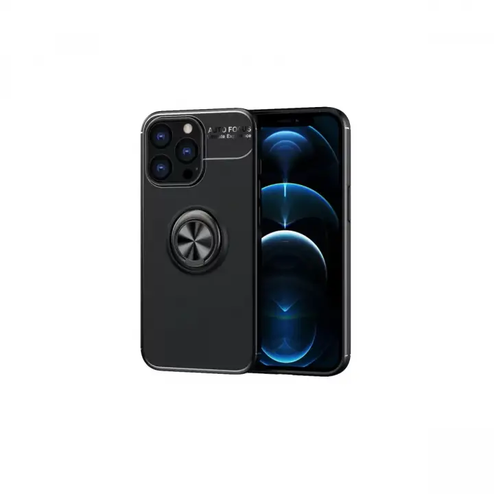 Newface Apple iPhone 13 Pro Max Kılıf Range Yüzüklü Silikon - Siyah