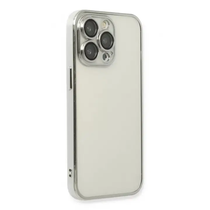 Newface Apple iPhone 13 Pro Max Kılıf Razer Lensli Silikon - Gümüş