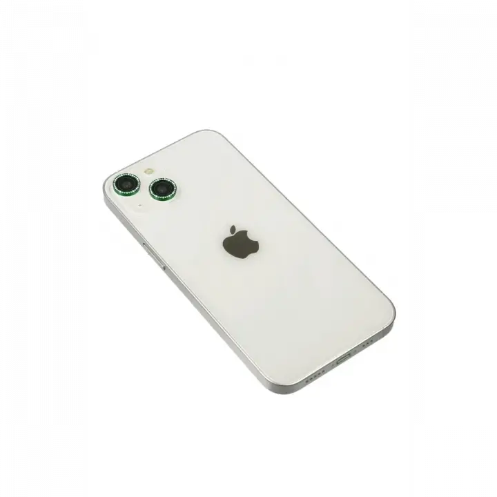 Newface iPhone 14 Diamond Kamera Lens - Yeşil