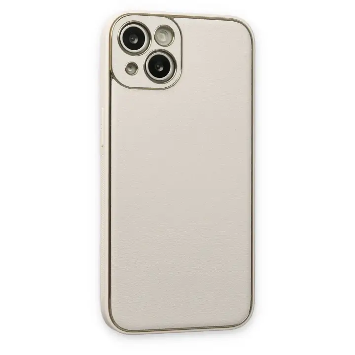 Newface iPhone 14 Plus Kılıf Coco Deri Silikon Kapak - Beyaz