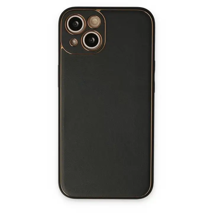 Newface Apple iPhone 14 Plus Kılıf Coco Deri Silikon Kapak - Siyah