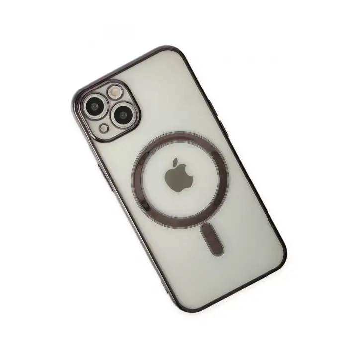 Newface Apple iPhone 14 Plus Kılıf Magneticsafe Lazer Silikon - Siyah