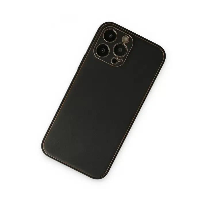 Newface Apple iPhone 14 Pro Kılıf Coco Deri Silikon Kapak - Siyah