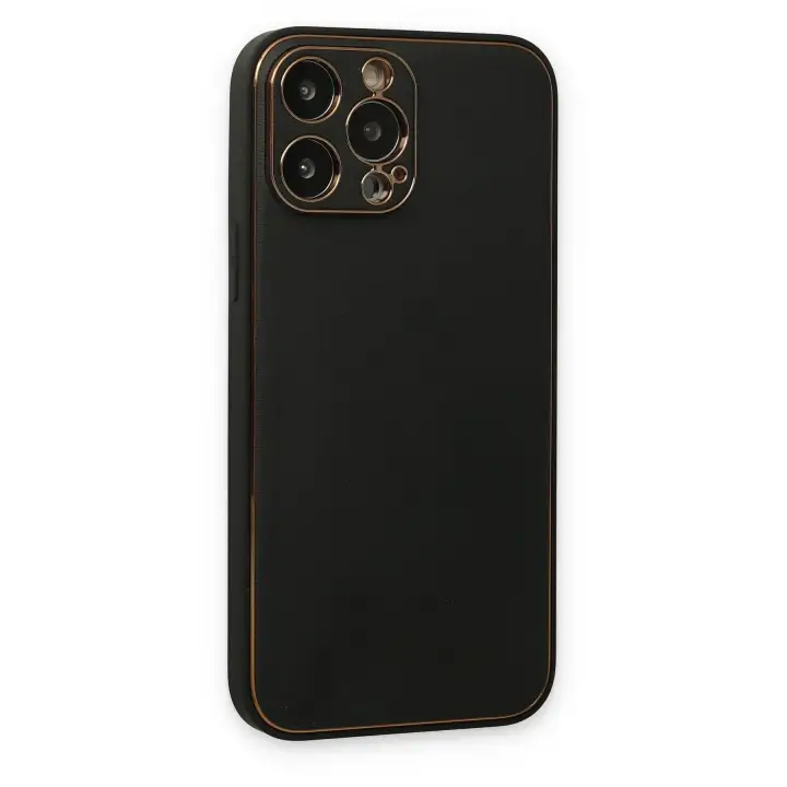 Newface iPhone 14 Pro Kılıf Coco Deri Silikon Kapak - Siyah