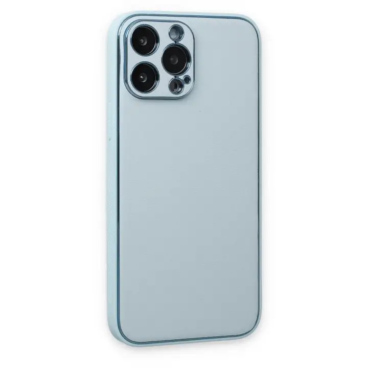 Newface iPhone 14 Pro Kılıf Coco Deri Silikon Kapak - Sky Blue