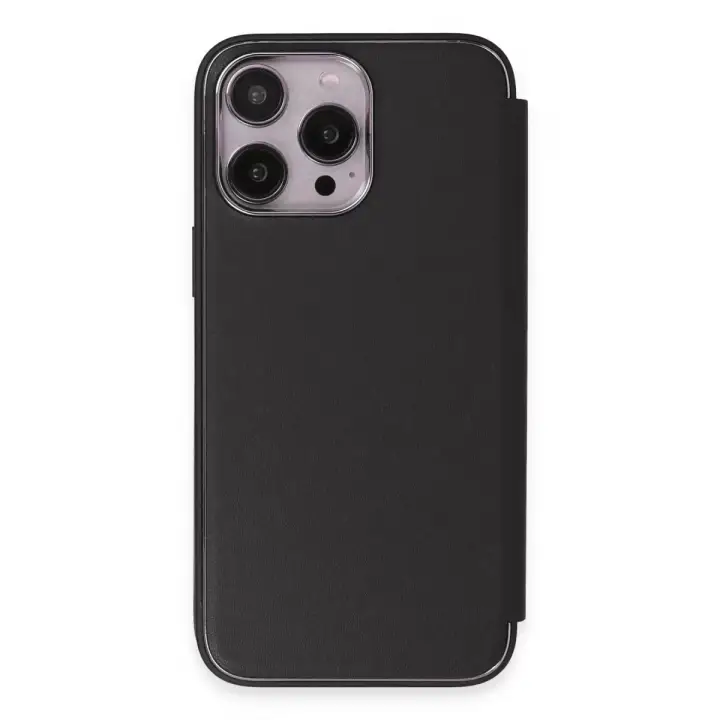 Newface Apple iPhone 14 Pro Kılıf Dolpin Kapaklı - Siyah