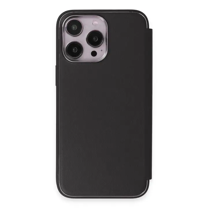 Newface iPhone 14 Pro Max Kılıf Dolpin Kapaklı - Siyah