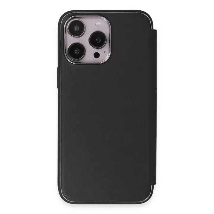 Newface iPhone 14 Pro Max Kılıf Dolpin Kapaklı - Siyah
