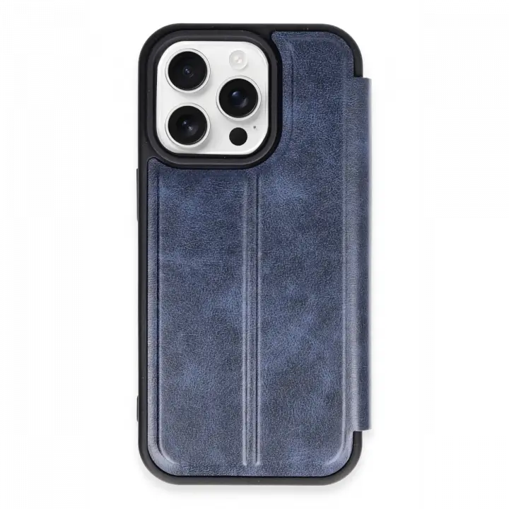 Newface iPhone 14 Pro Max Kılıf Flip Cover - Lacivert