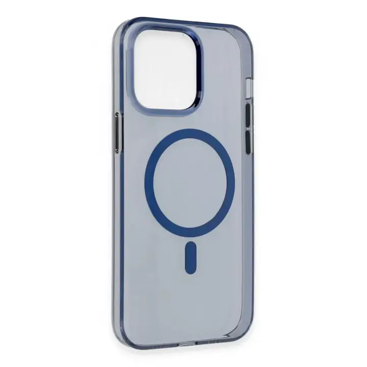 Newface Apple iPhone 14 Pro Max Kılıf Tron Şeffaf Magsafe Kapak - Mavi