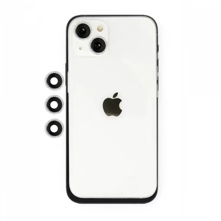 Newface Apple iPhone 14 Shine Kamera Lens - Gümüş