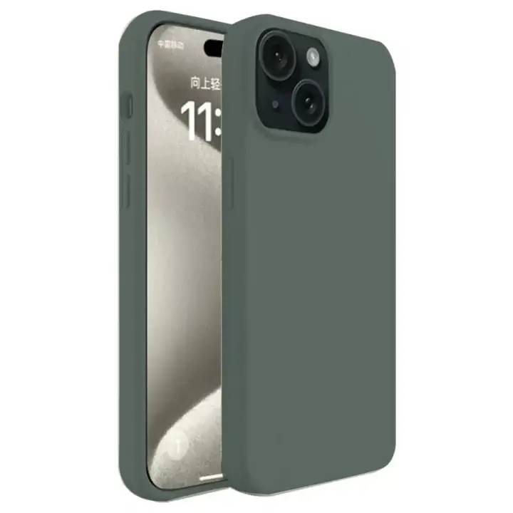 Newface iPhone 15 Kılıf First Silikon - Koyu Yeşil