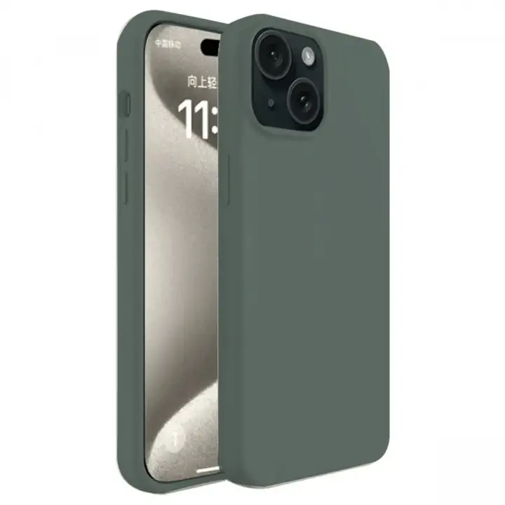 Newface iPhone 15 Kılıf First Silikon - Koyu Yeşil