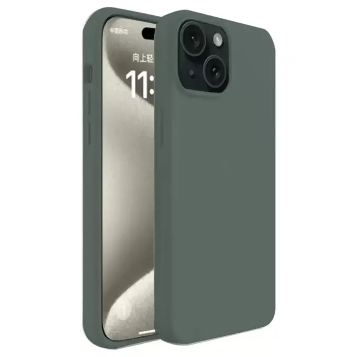 Newface Apple iPhone 15 Plus Kılıf First Silikon - Koyu Yeşil