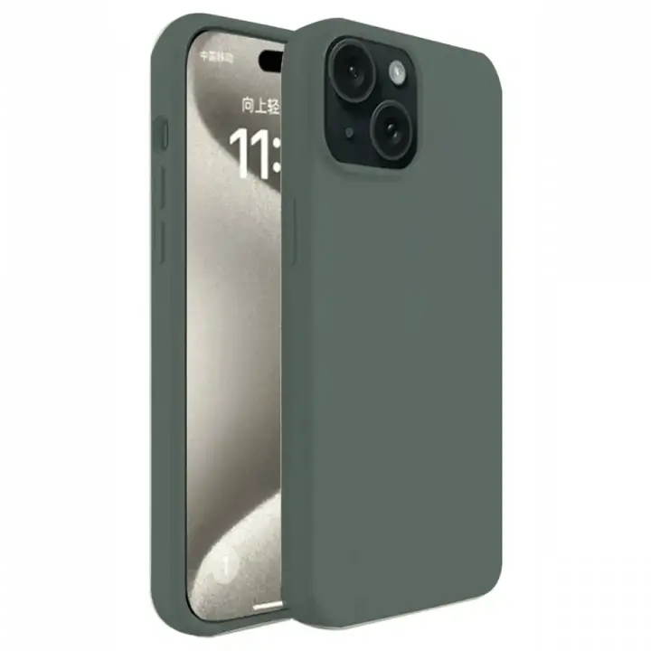 Newface iPhone 15 Plus Kılıf First Silikon - Koyu Yeşil