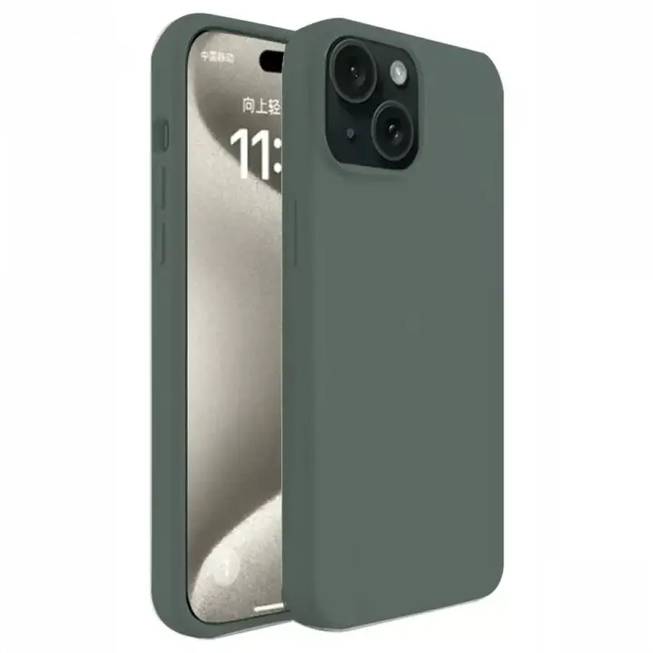 Newface iPhone 15 Plus Kılıf First Silikon - Koyu Yeşil