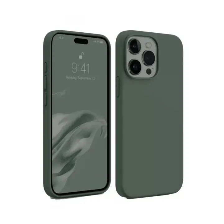 Newface Apple iPhone 15 Pro Kılıf First Silikon - Koyu Yeşil