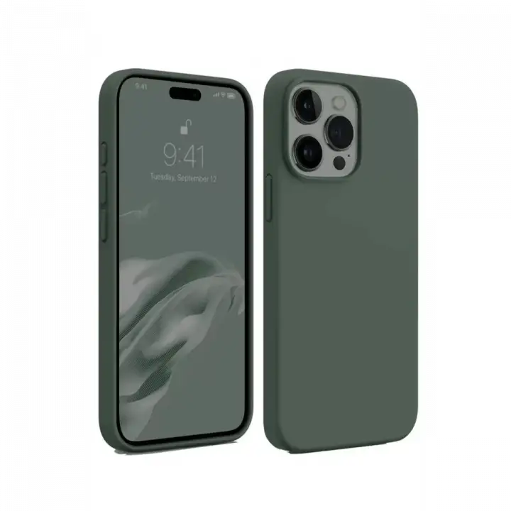 Newface iPhone 15 Pro Kılıf First Silikon - Koyu Yeşil