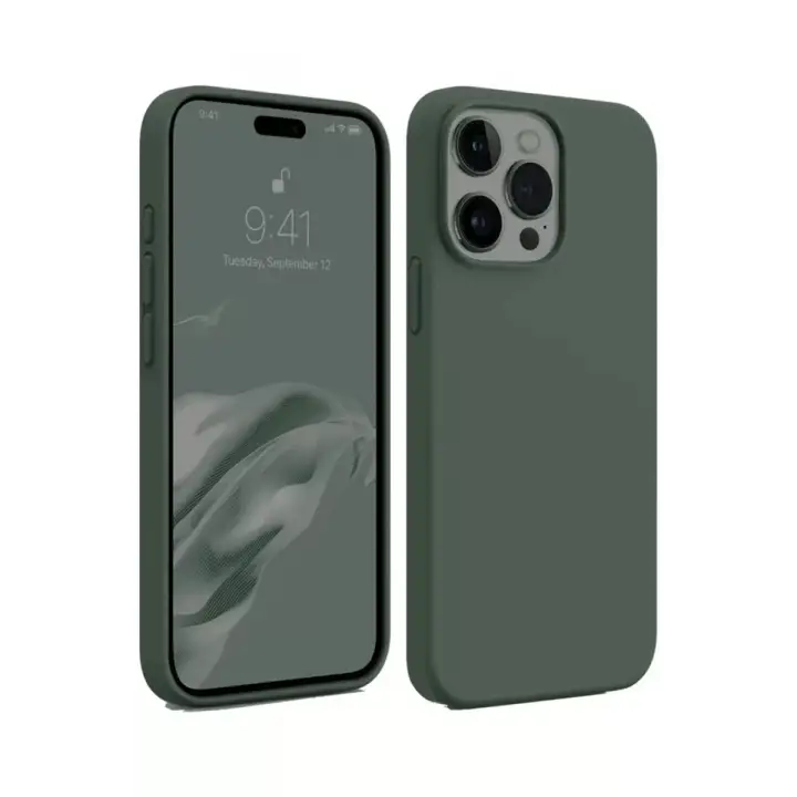 Newface iPhone 15 Pro Max Kılıf First Silikon - Koyu Yeşil