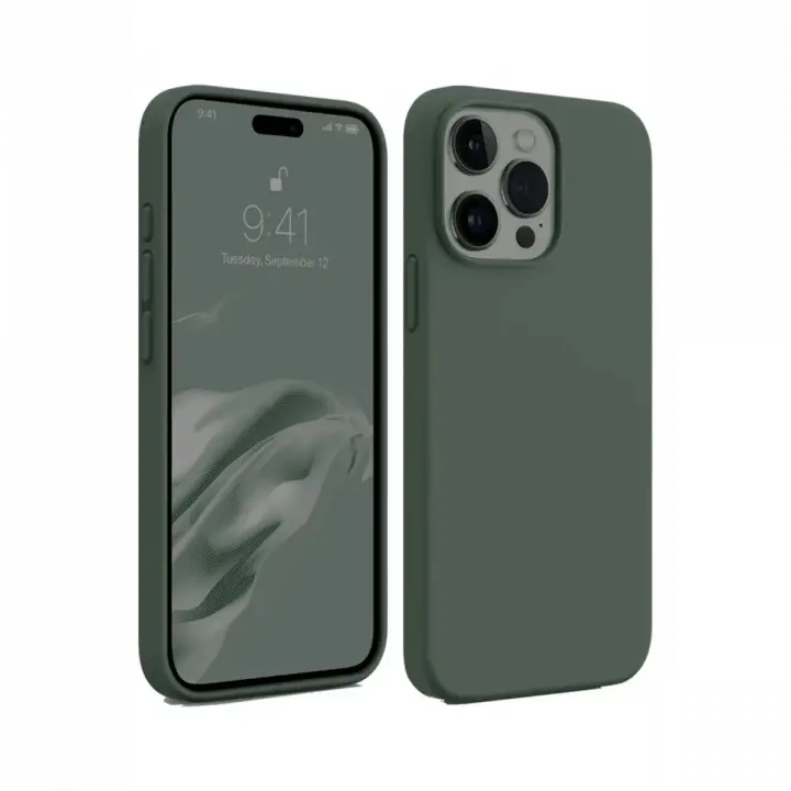 Newface iPhone 15 Pro Max Kılıf First Silikon - Koyu Yeşil