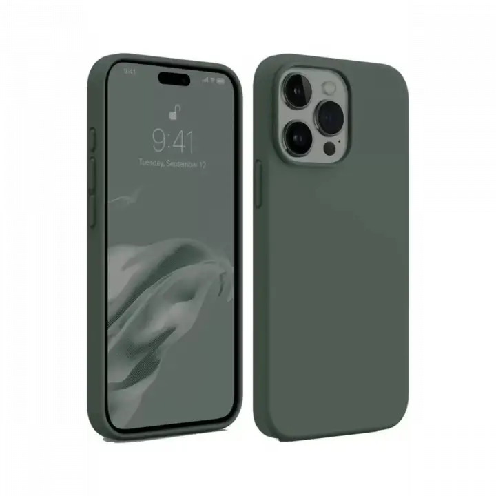 Newface Apple iPhone 15 Pro Max Kılıf First Silikon - Koyu Yeşil
