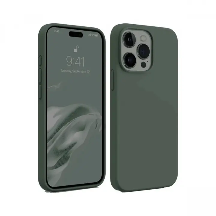 Newface iPhone 15 Pro Max Kılıf First Silikon - Koyu Yeşil
