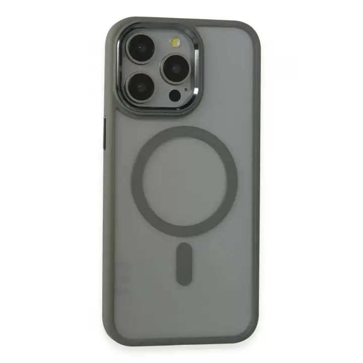 Newface Apple iPhone 15 Pro Max Kılıf Room Magneticsafe Silikon - Gri